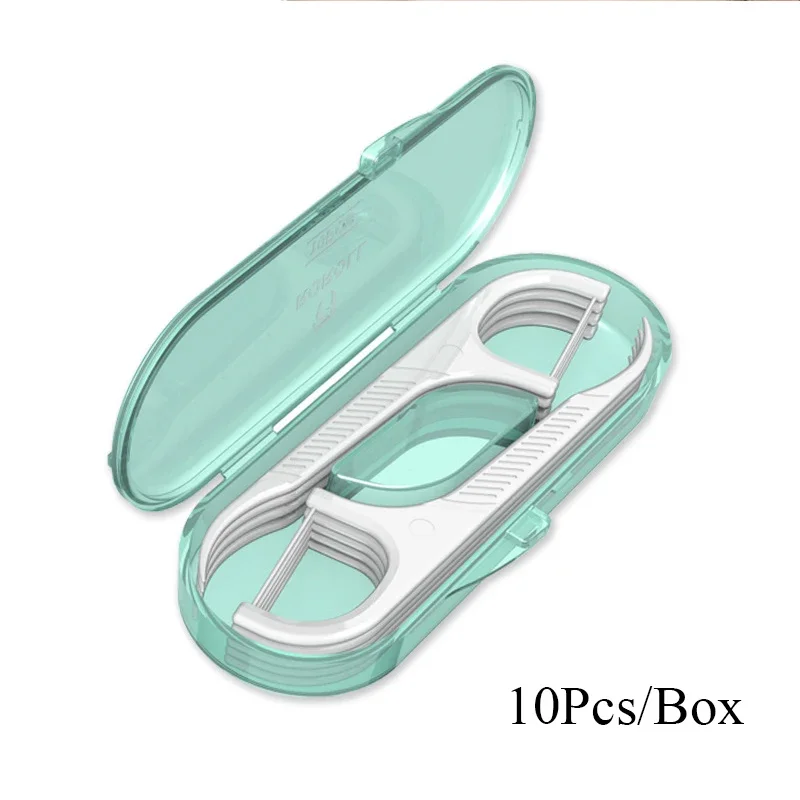 10Pcs/Box Portable Floss Toothpick Box Toothpick Floss Storage Box Floss Toothpick Set Teeth Cleaner with Storage Tube Gift