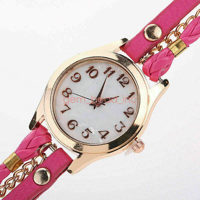 Relojes de pulsera analógicos para mujer, reloj de pulsera de PU, reloj de cuarzo, cuero tejido