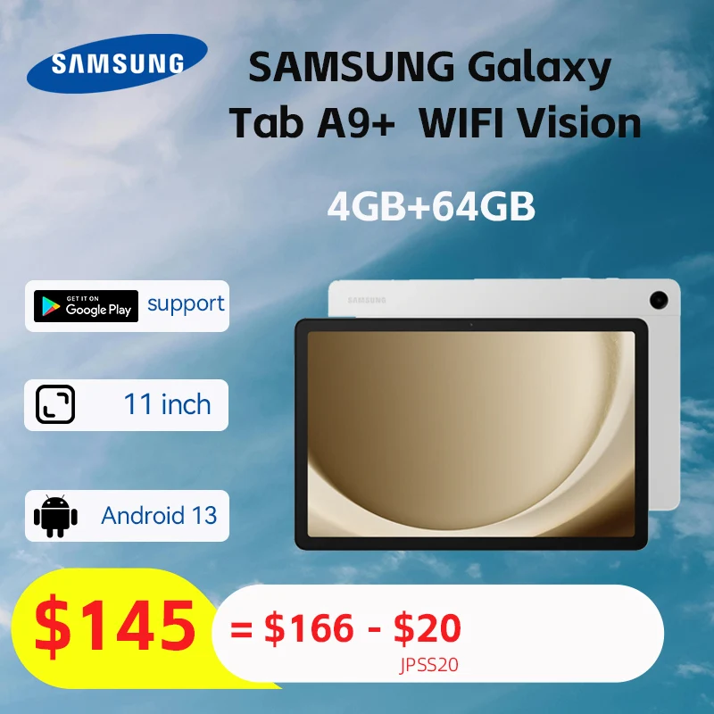 【Marca +】Samsung Galaxy Tab A9 + WIFI Tablet 4GB 64GB 2,2 GHz Octa-core 11 ”TFT 90 Hz Pantalla LCD Cámara trasera de 8MP 7040 mAh Batería