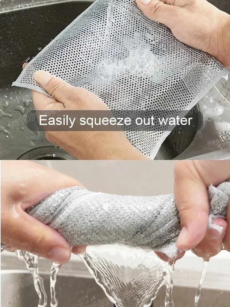 ผ้าทำความสะอาดแบบหนา, ผ้าเช็ดครัว, ผ้าทำความสะอาดสแตนเลส, เหมาะสำหรับทำความสะอาดคราบน้ำมันในครัว/4 ชิ้น