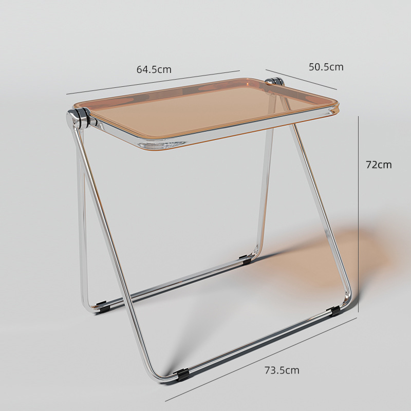 Transparent Acrylic Folding Table Portable Office Study Desk Nordic Bedroom Home Ins Net Red Table and Chair Combination