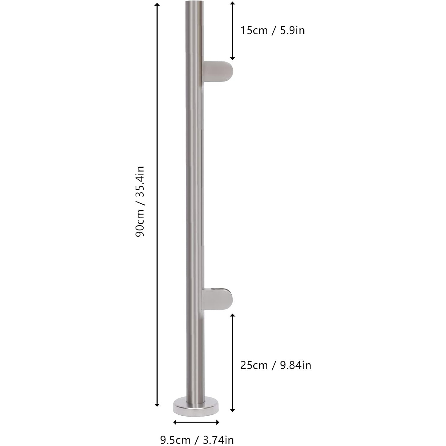Glass Balustrade Railing Post 304 Stainless Steel Railing Post Deck and Swimming Pool Guardrails Post (35" End Post)