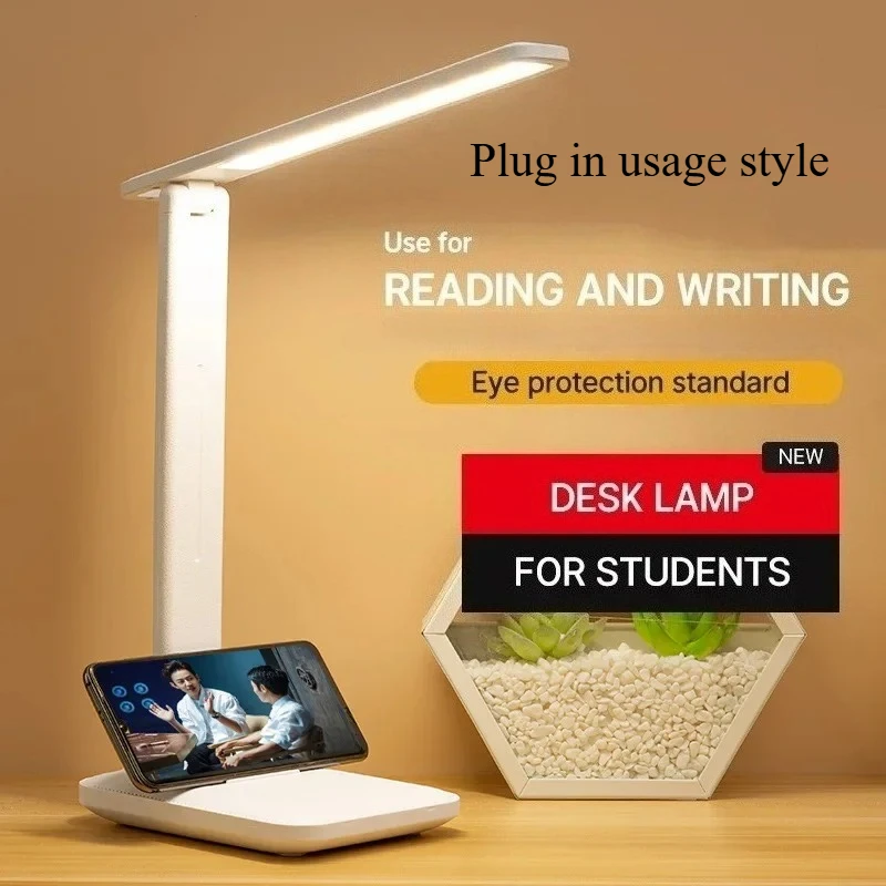 Lámpara de mesa plegable, lámpara Led de escritorio, 3 tipos, táctil regulable continuo, lectura de cabecera, protección ocular, luz nocturna, estilo enchufe USB