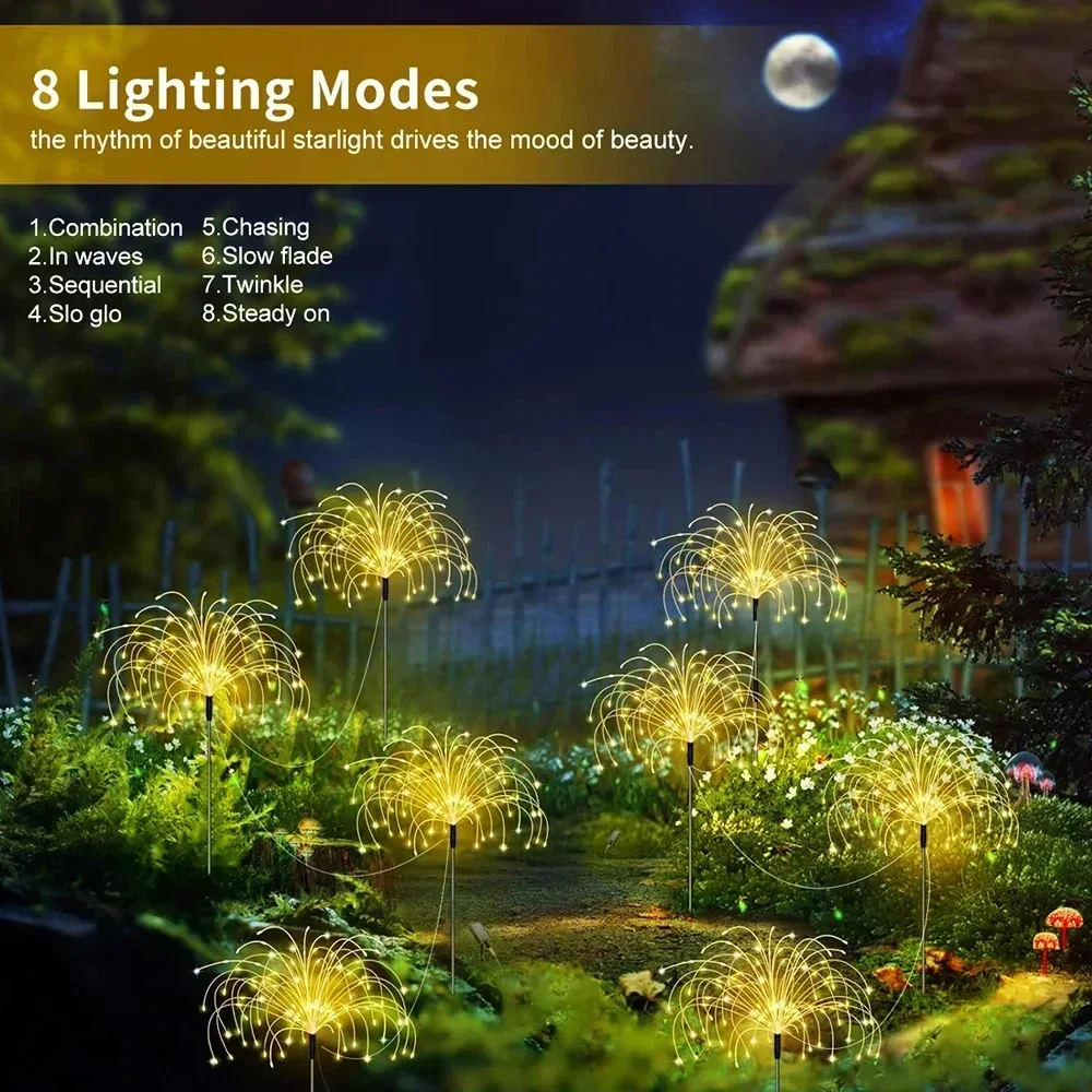 1PC Solar LED Vuurwerk Lantaarn Buitenterras Tuin Bruiloft Decoratieve Verlichting Decoratieve Lantaarns Landschap Gazon Festival Lamp