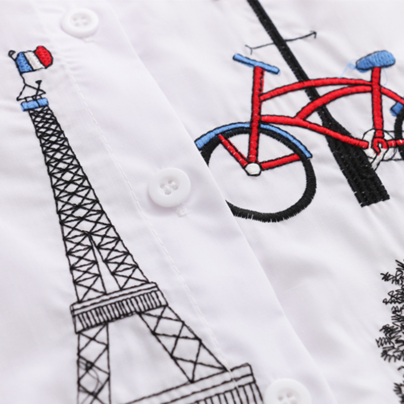 2024 新しい白シャツカジュアルボタンアップターンダウン襟女性ブラウス長袖コットンブラウス刺繍ブラウス女性 5083 50