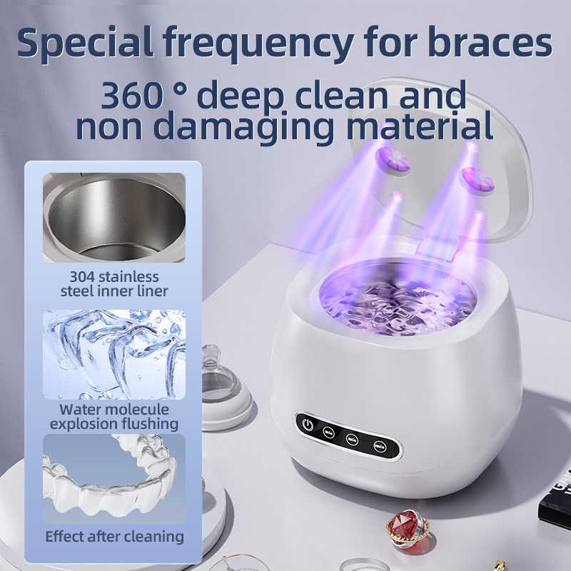TINSOL 48kHz Ultrasonic Cleaner with UV Sterilizer Convenient Home Cleaning Solution for Jewelry, Dentures and Clear Aligners