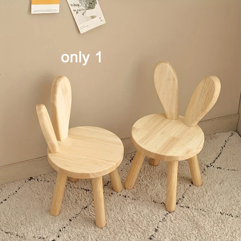 Small Board Stool, Cute  Ears Solid Wood Small Stool, Decorative Stool Children Chair
