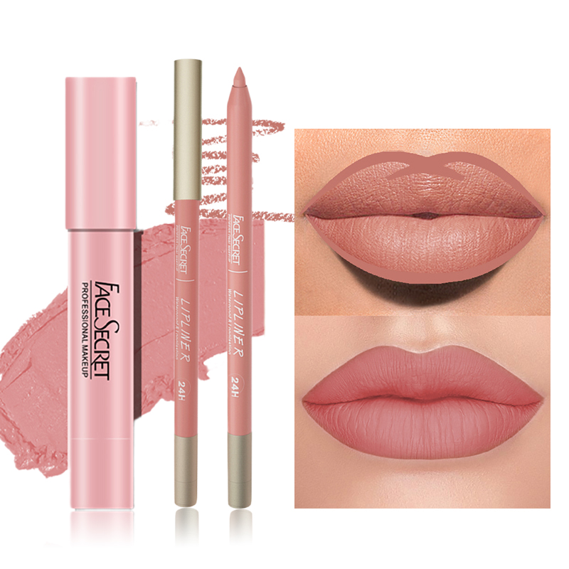 Impermeável Matte Lipstick Set, maquiagem de lábios de longa duração, renderização de cores suaves, cosméticos femininos