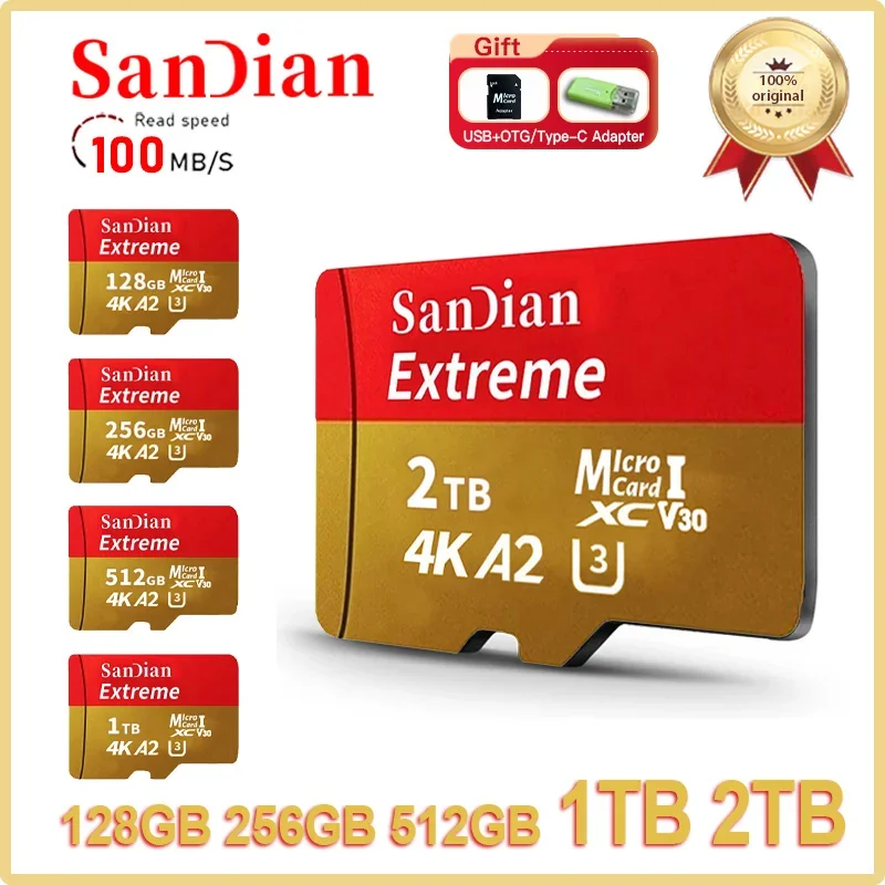 Tarjeta Micro TF/SD Original de 1TB, tarjeta SD Flash Clase 10 de 128GB, tarjeta de memoria de 256GB, tarjeta de memoria de 512GB para teléfono/cámaras/tableta/Drone