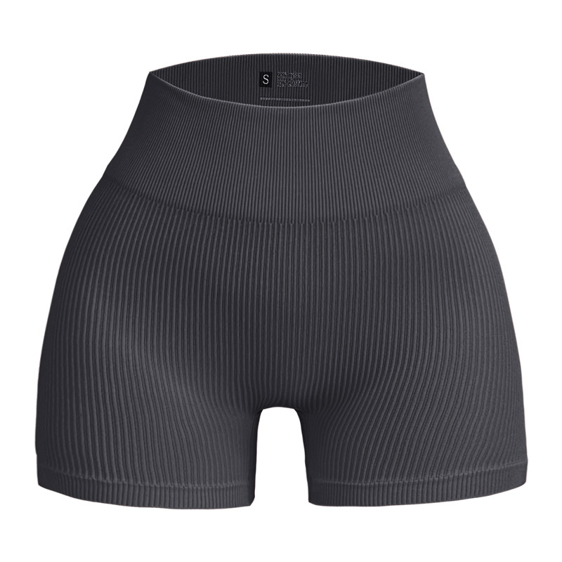 High-waisted Yoga Pant For Women, Designed To Lift And Shape, Tight-fitting With Solid Color And Ribbed Texture, Sports Shorts
