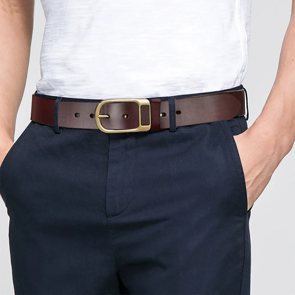 Cinto retrô pu para homens, casual, negócios, simples, para homens de meia-idade e jovens, elegante, versátil, fivela de pino