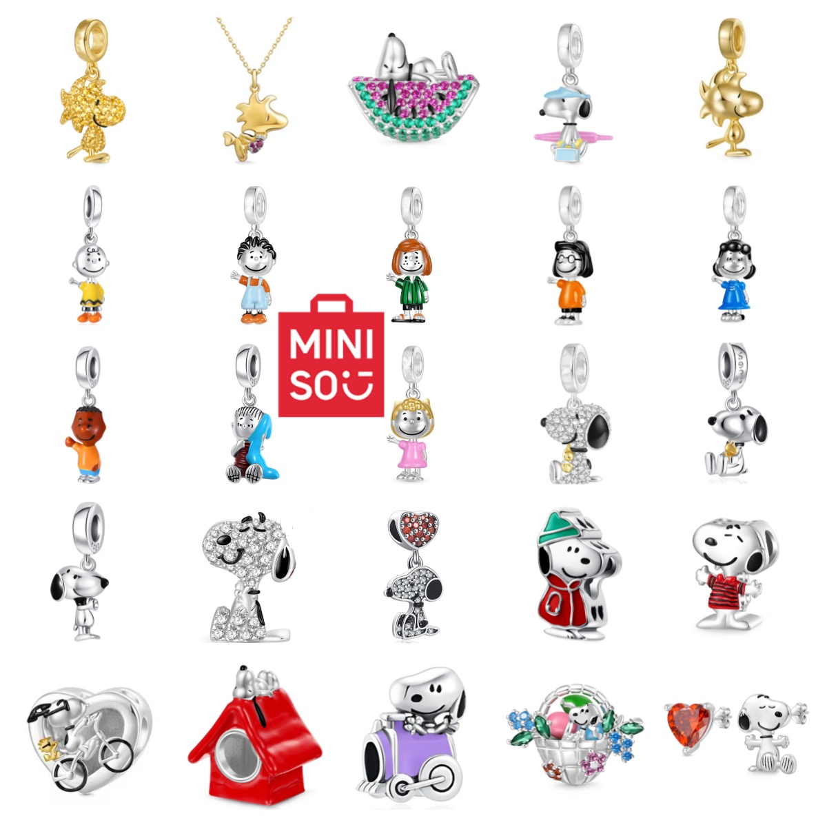 2025 MINISO Snoopy NPEANUTS @ Charlie Brown Linus Van Hanger Originele 925 Zilveren Bedel Fit Armband Diy Dangle Voor Vrouwen