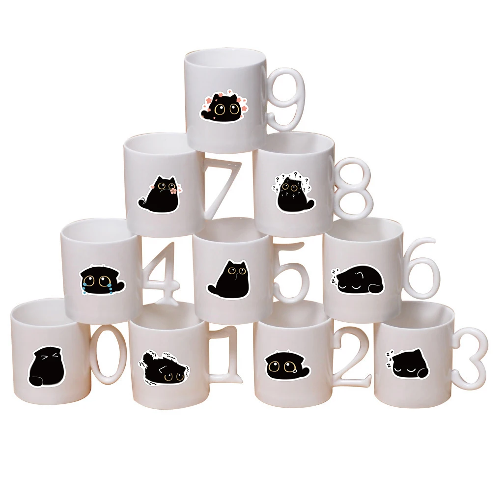 40PCS น่ารักสีดํา Briquette Cat สติกเกอร์กันน้ําการ์ตูนตกแต่งแล็ปท็อปถ้วยโทรศัพท์กระเป๋าเดินทางเด็กของขวัญของเล่นรูปลอก
