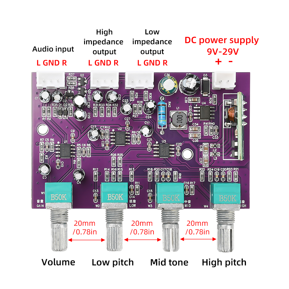 DC9-29V Front-End Moederbord TINE553 Voorversterker Board Luidspreker Front-End Tuning Versterking Board Ingebouwde Boost Module