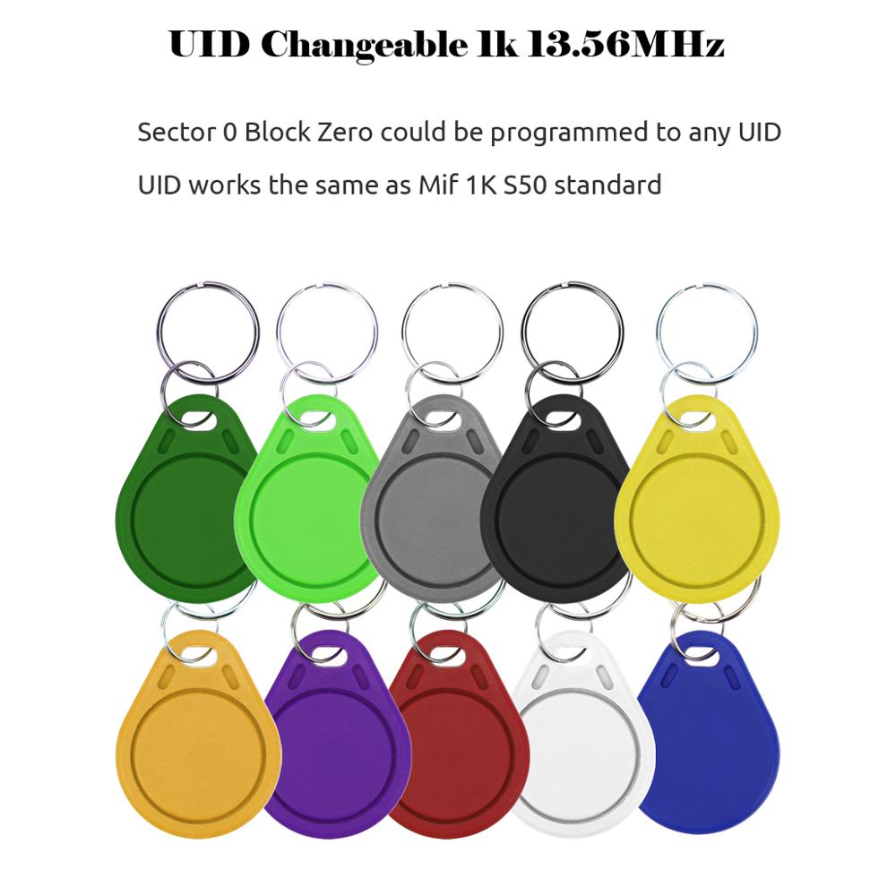 10 個 13.56Mhz RFID UID トークンコピーキーコブ変更可能な出席管理クローンキーホルダータグ Mif 1k S50 書き込み可能バッジ