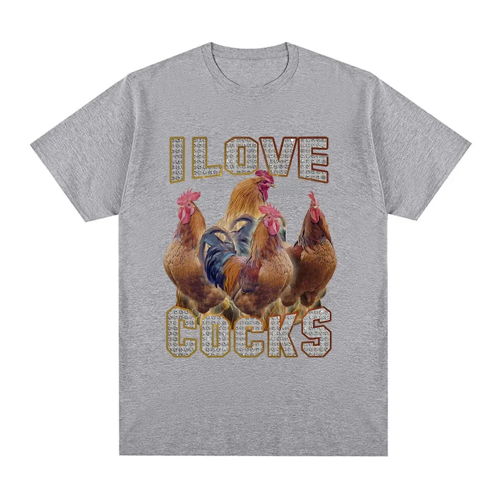 I Love Cocks 面白いオンドリミーム Tシャツ鶏愛好家半袖 Tシャツ女性の特大 Tシャツストリート服