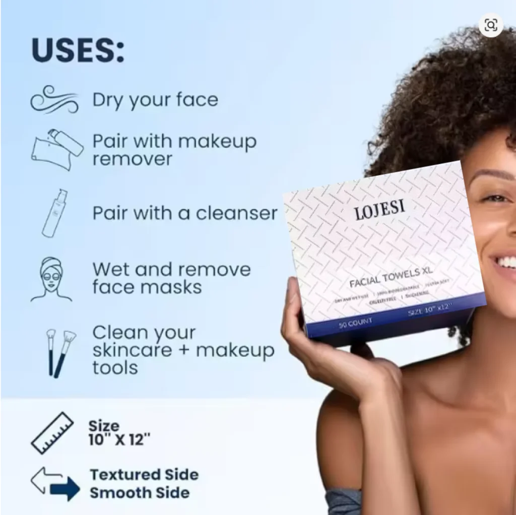 Novas toalhas limpas do clube de pele limpa Xl ™ , Toalha facial descartável, toalhetes secos removedor de maquiagem 50 folhas, 1 caixa