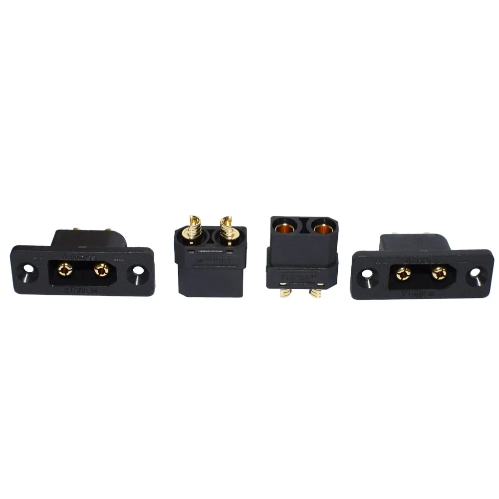 Conector de batería Amass XT90E-M, conector macho XT90E chapado en oro con funda protectora de PVC, tapa antipolvo para Dron de avión RC