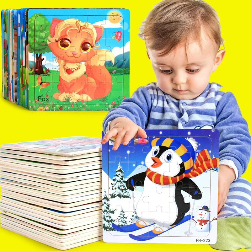 ใหม่ 20 ชิ้นไม้ 3d ปริศนาการ์ตูนสัตว์จิ๊กซอว์ปริศนา Montessori ของเล่นเพื่อการศึกษาเด็กทารก 1 2 3 ปี