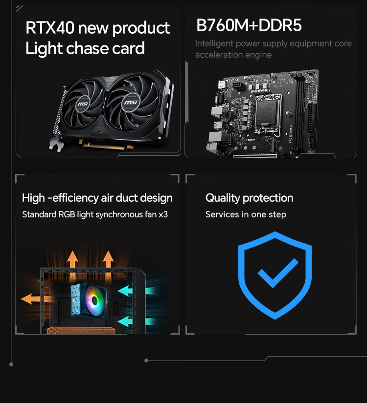 Dark Knight MAG Versie 14e Generatie CPU RTX40 Serie E-sport Game Designer Desktop Computer Host DIY Assemblage Machine