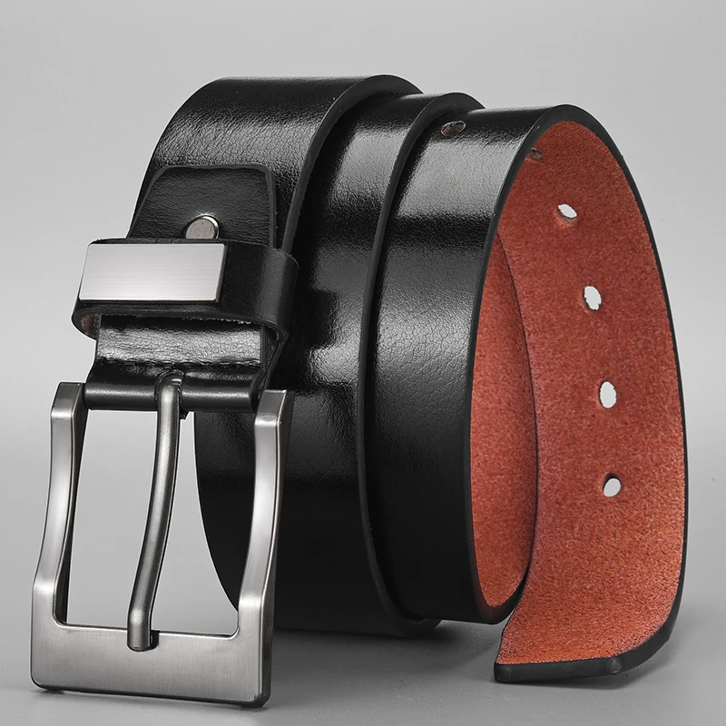 Nuevos cinturones de cuero de vaca para hombre, correa de lujo, cinturones masculinos para moda, hebilla clásica Vintage, cinturón de diseñador de alta calidad de talla grande