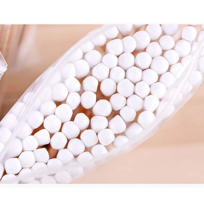 500 Uds. Hisopo de algodón de madera de doble cabeza limpieza de nariz y oídos herramientas de maquillaje para mujeres Lipstik bastoncillos de punta de bastoncillos Oidos