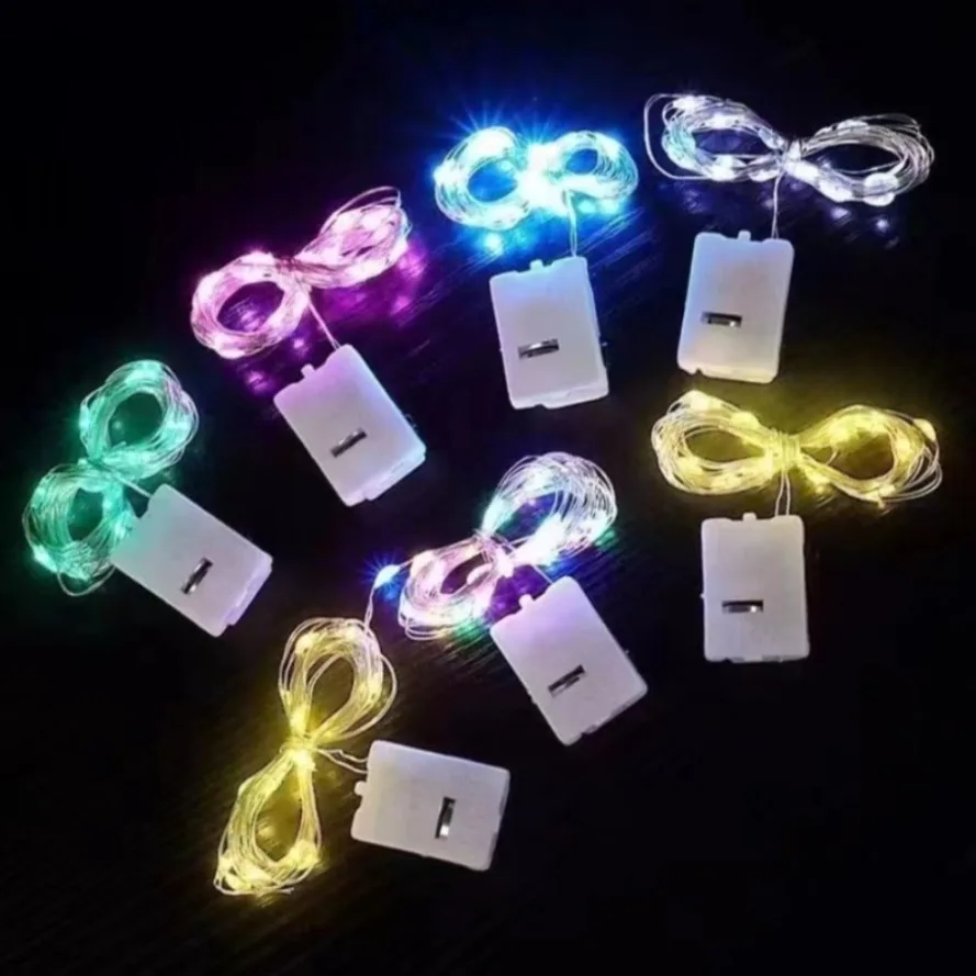 Con batteria LED String Lights Rame Argento Filo Ghirlanda Luce Lucine Decorazione festa per Natale Matrimonio 1/2/3METRO