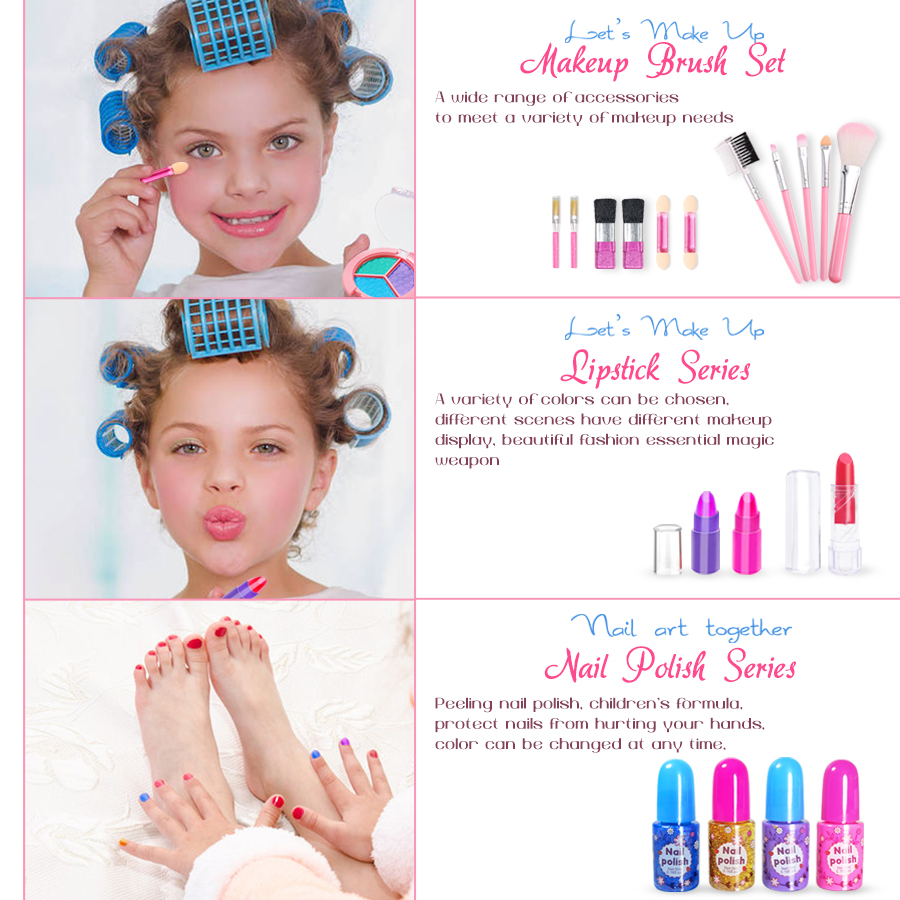 Giocattoli per ragazze lavabili per bambini - Kit trucco per bambini per ragazza, set trucco reale, kit trucco per bambine per bambini piccoli Pr