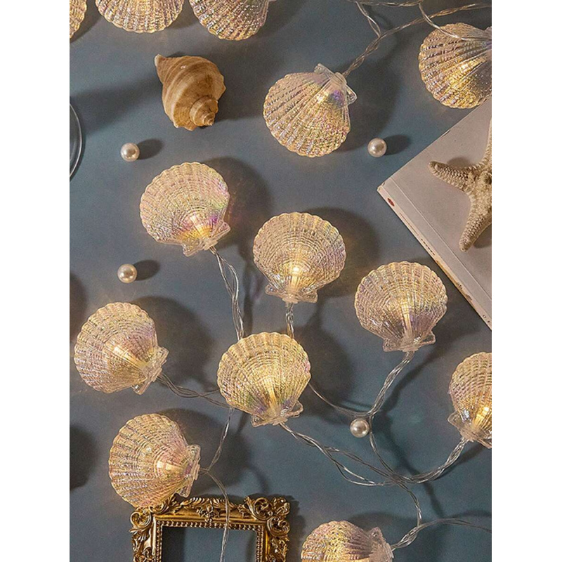 LED Seashell String Light Wall Decoration, Home Room Decor Light Camping Atmosphere Light Bedroom & Party Decoration Home Decor