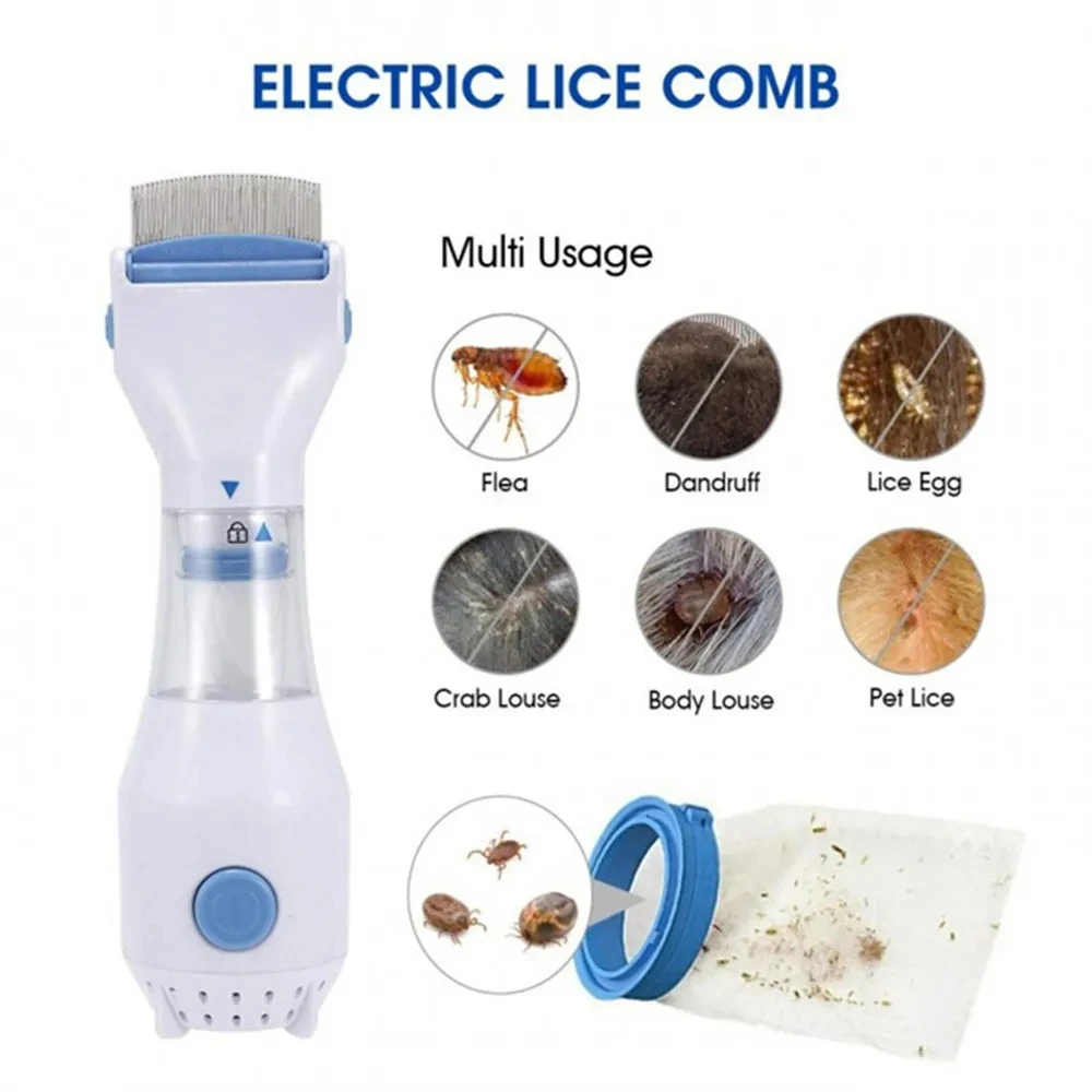 Agarrador eléctrico antipéragas, cepillo físico multifuncional para eliminación de pulgas, cepillo para perros, peine pequeño de potencia para accesorios para perros y gatos