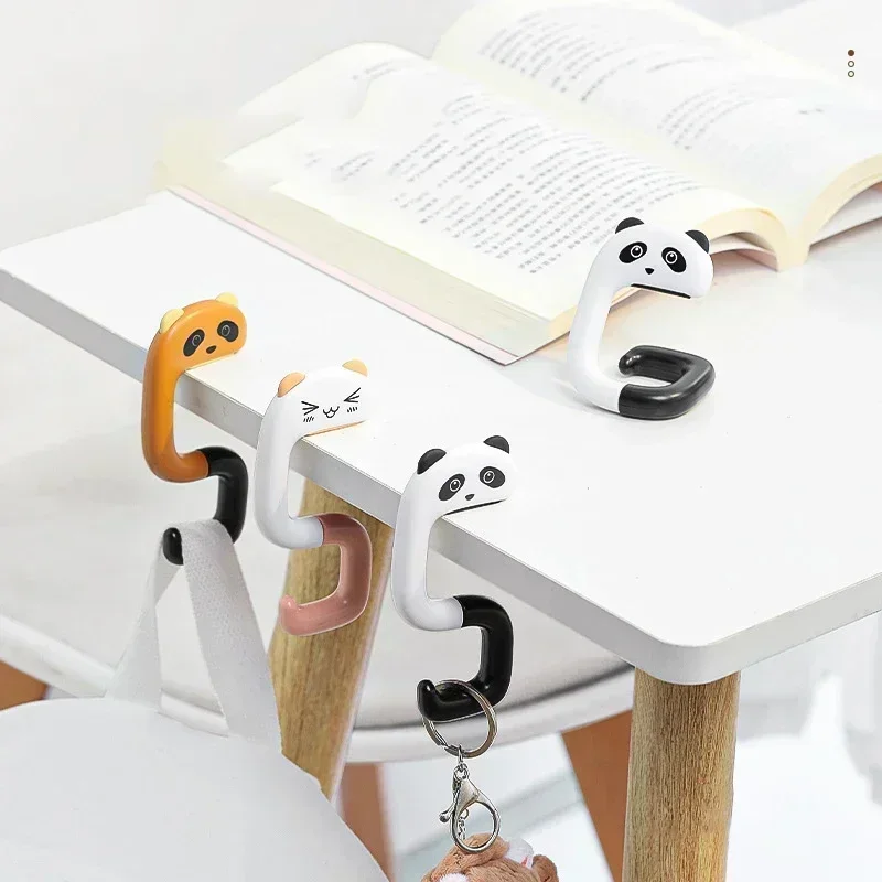 Portable Cartoon Bag Hooks Kawaii Strong Load-bearing Handbag Hanger Office Home Folding Desk Side Hooks Desk Organizers