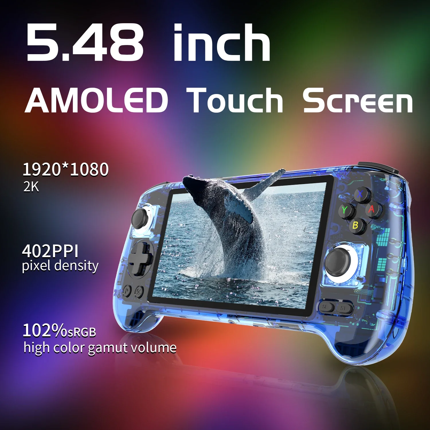 Anbernic rg556 console de jogos portátil 5.48 ''tela amoled sistema android 5500mah bateria bluetooth5.0 portátil player de videogame