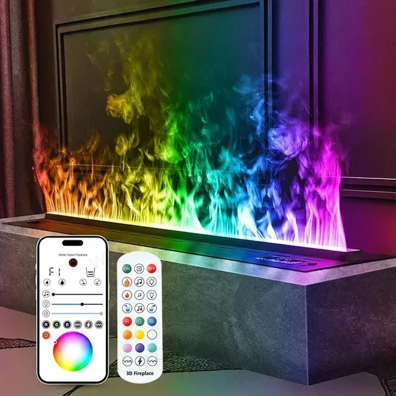 3D Vapor เตาผิงไฟฟ้าสําหรับห้องนั่งเล่นสมาร์ทจําลองเปลวไฟ Atomization App ควบคุมเตาผิงขาตั้งทีวี Fire Place