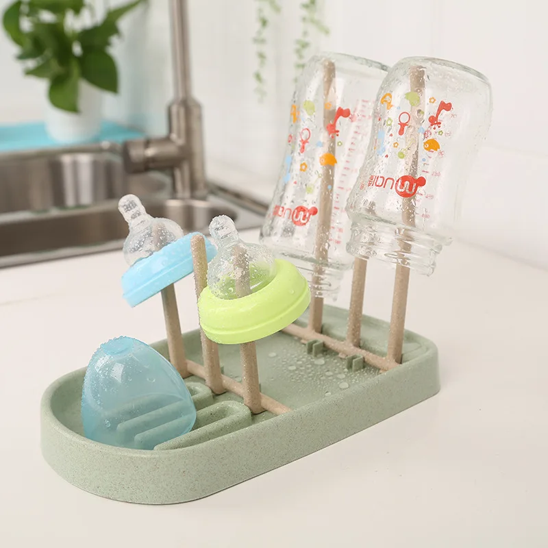 Baby Flasche Weizen Stroh Trocknen Rack Fütterung Tasse Halter Abnehmbare Rack Reinigung Schnuller Zubehör Lagerung Trocknen Regal Sauber