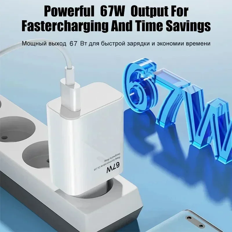 67W USB Super Fast Charger USB C PD Interface Phone Charger Adapter For iPhone15 Samsung Huawei Turbo Charge New 2025