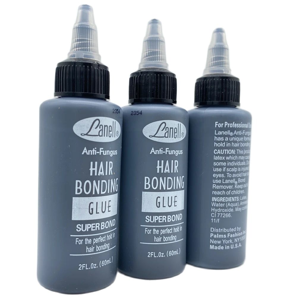 1 frasco de 60 ml Lanell Black Hair Weaving Bond Cola antifúngica para cabelo