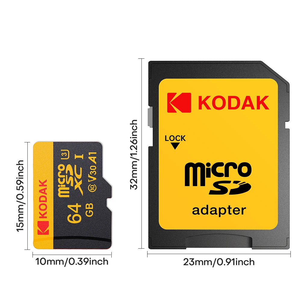 KODAK 마이크로 SD 메모리 카드 512GB 256GB 최대 90MB/s 클래스 10 U3 32GB 64GB 128GB TF 카드 4K HD USB 카드 리더 어댑터 마이크로