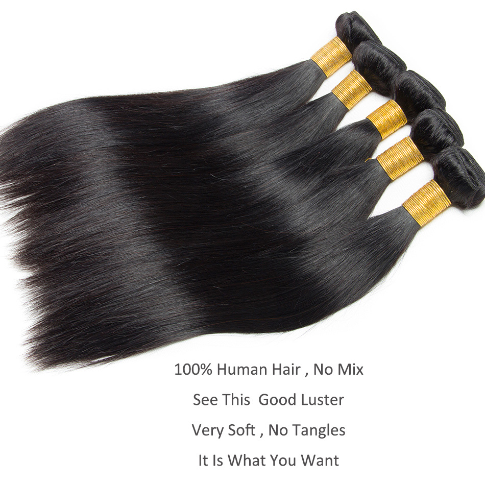 Extensiones de cabello humano originales 12A, extensiones de cabello humano liso brasileño Remy, mechones de 30 pulgadas