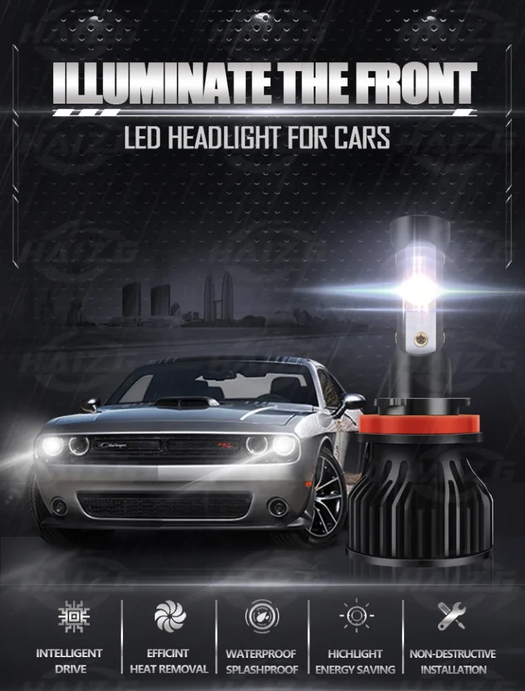 2PCS 4 ด้าน LED ไฟหน้าสําหรับรถยนต์ H11 H4 H7 9005 9006 9012 H3 H1 H8 H9 6500K หลอดไฟสีขาวไฟหน้าอัตโนมัติ 12V สี่ใบหน้าส่องสว่าง