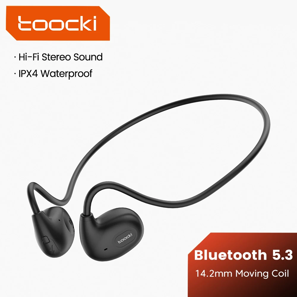 Toocki Наушники с воздушной проводимостью, Bluetooth 5,3, наушники с микрофоном, игровая спортивная Hi-Fi стереогарнитура для телефонов