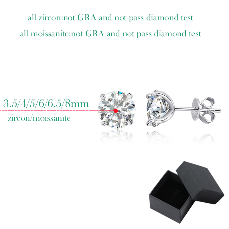 Smyoue Each 0.2-2CT GRA Certified Moissanite Stud Earrings for Women 4 Claw Sparkling Wedding Party Jewelry Sterling Silver S925