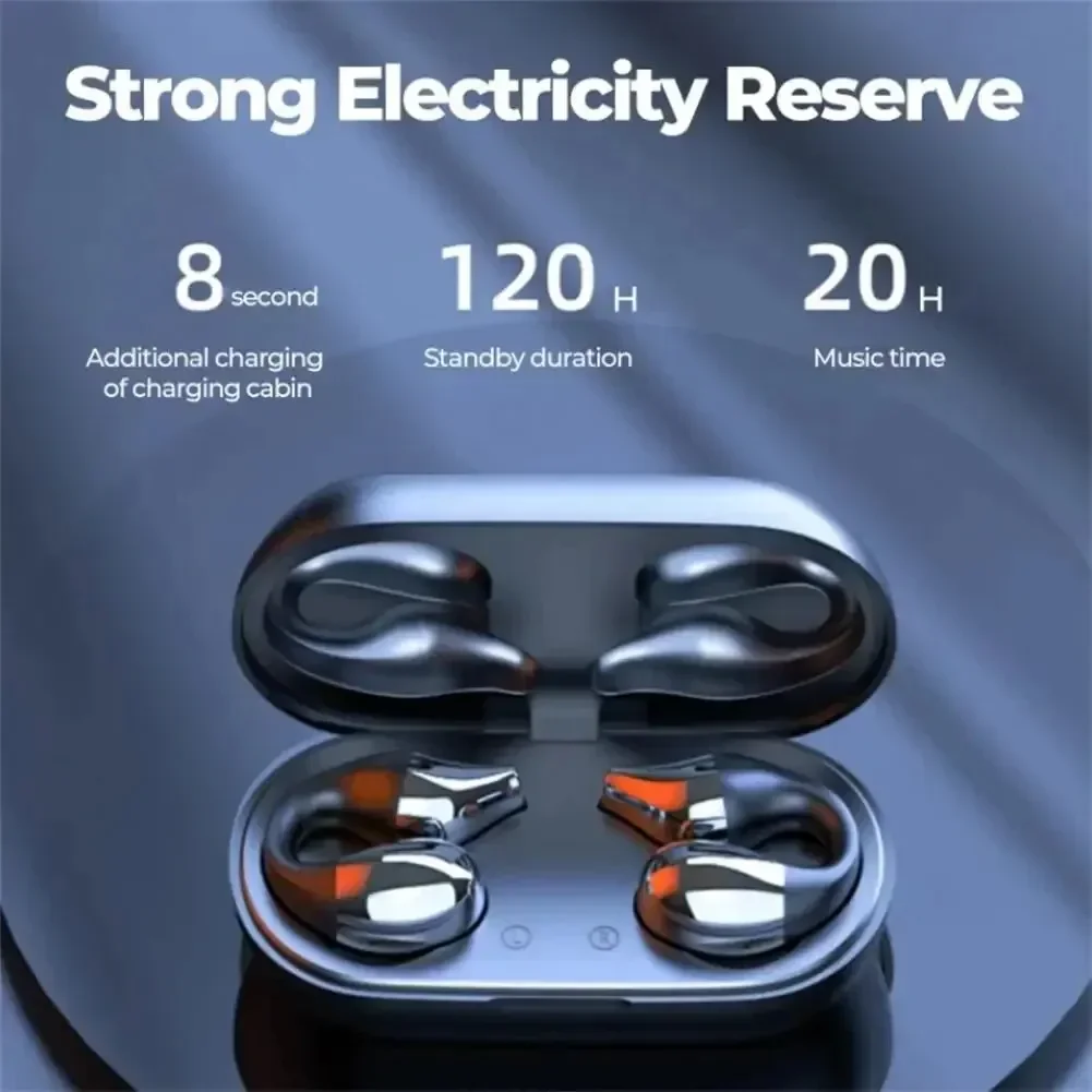 TWS Bluetoothワイヤレスヘッドセット,骨伝導ヘッドセット,LEDタッチコントロール,スポーツヘッドセット,イヤークリップ設計