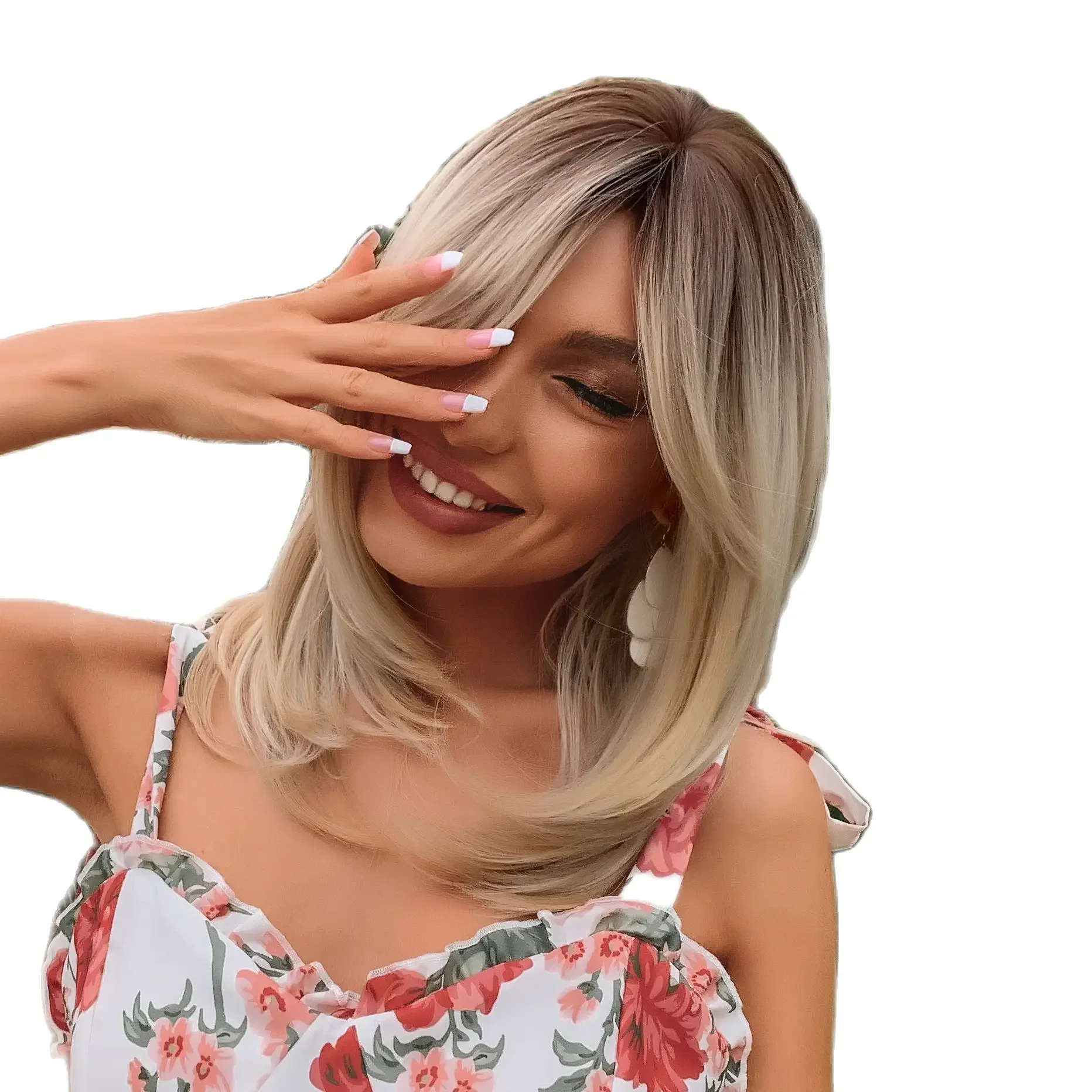 ALAN EATON Bạch Kim Trắng Xám Ombre Tổng Hợp Bộ Tóc Giả Dành Cho Nữ Phi Dài Sóng Nước Tóc Giả Với Nổ Futura Tóc Nhiệt chống
