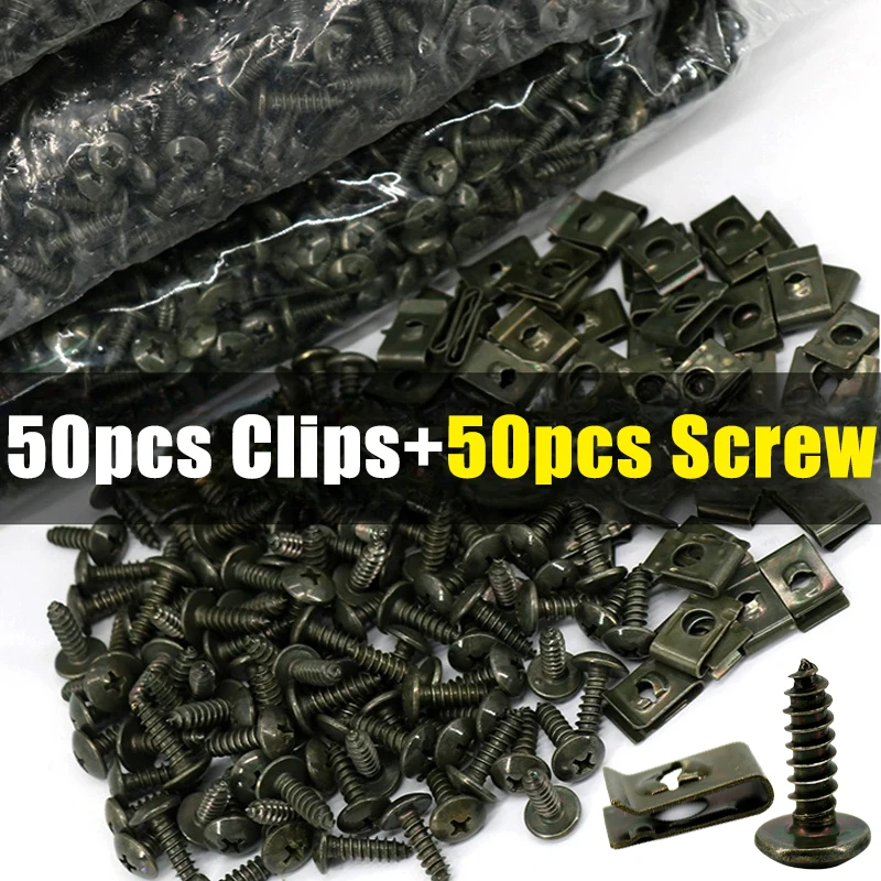 Car Motorcycles Metal Screw Fastener Clips U-Type Clip with Screw Anti-rust Protection Clip Screw Buckle Iron Sheet
