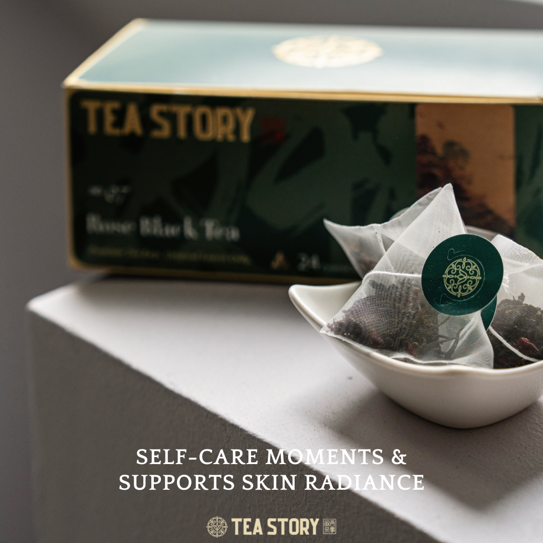 Tea Story Rose Black Tea [Evening Relax] ECOCERT Organic Loose Leaf, Floral Aroma 24Tea Bags x 2g