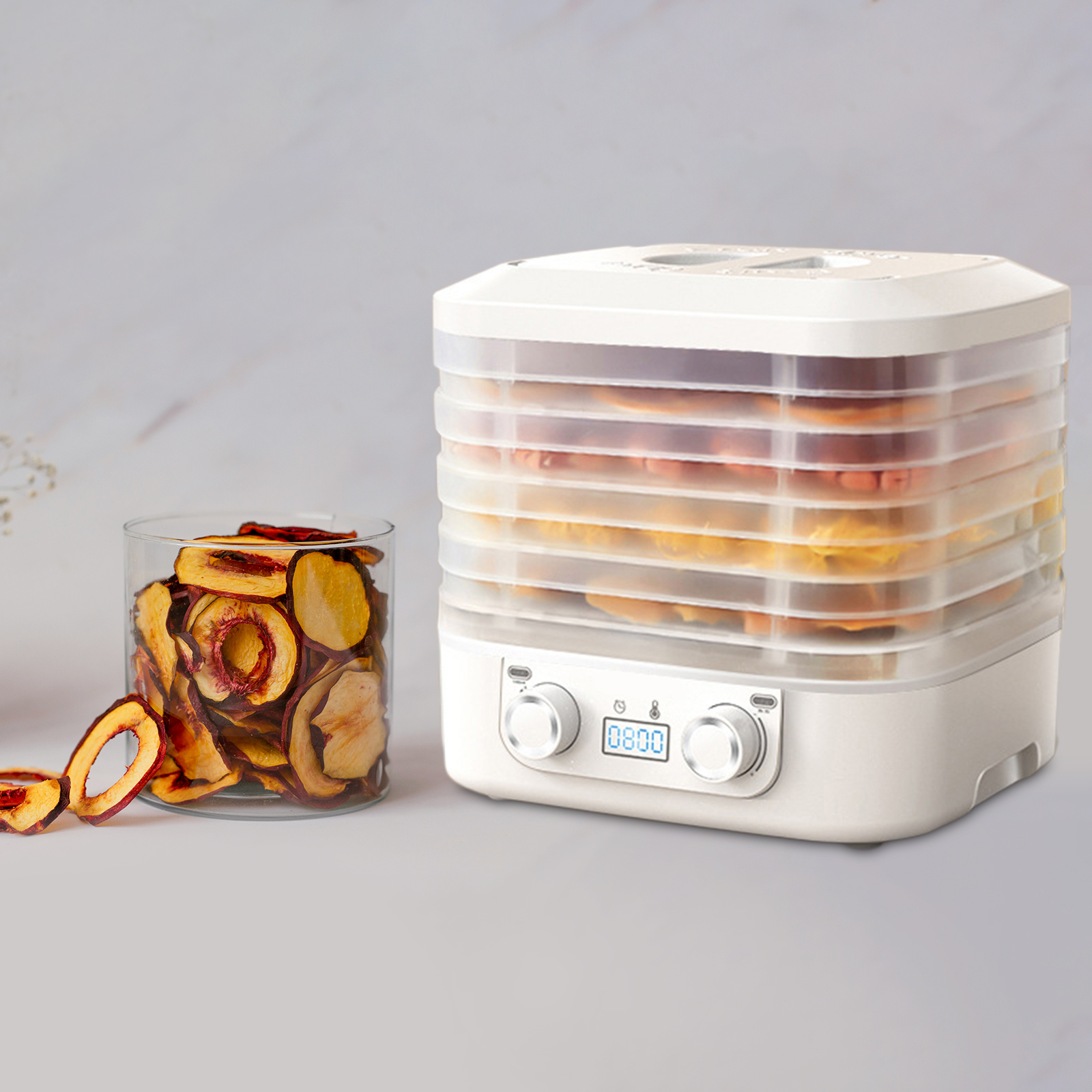 48Hours Long Lasting Thermostatic Fruit Drying Device 5 Layers Food Dehydrator Snack Herb Desiccator Temperature Adjustable