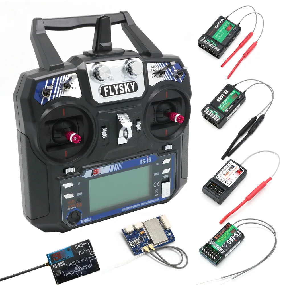 Flysky FS-i6 i6 transmissor 2.4g 6ch rádio controle remoto com ia6 ia6b x6b a8s r6b ia10b fs2a receptor para avião drone rc