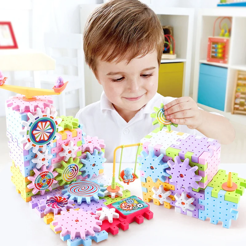 Chaud 83-263 pièces engrenages électriques 3D Puzzle modèle Kits de construction blocs de briques en plastique jouets éducatifs pour enfants enfants cadeaux de noël