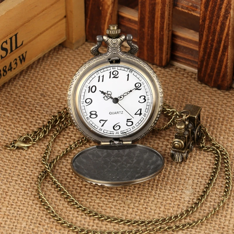 남성 남성 빈티지 시계에 대한 목걸이 체인 펜던트 선물과 클래식 레트로 Steampunk 기차 석영 주머니 시계