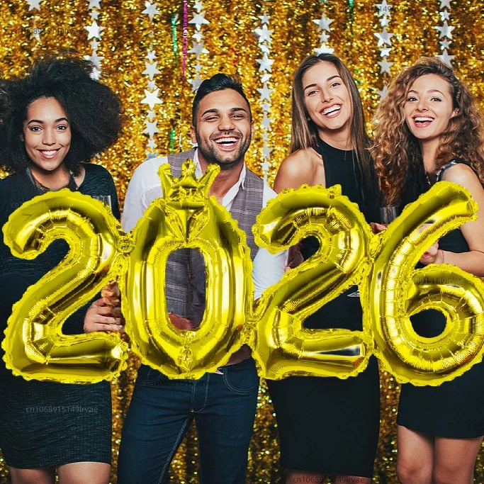 2026 Gold Crown Foil Number Balloons for 2026 New Year Christmas Eve Festival Party Supplies Graduation Decorations Navidad 2025